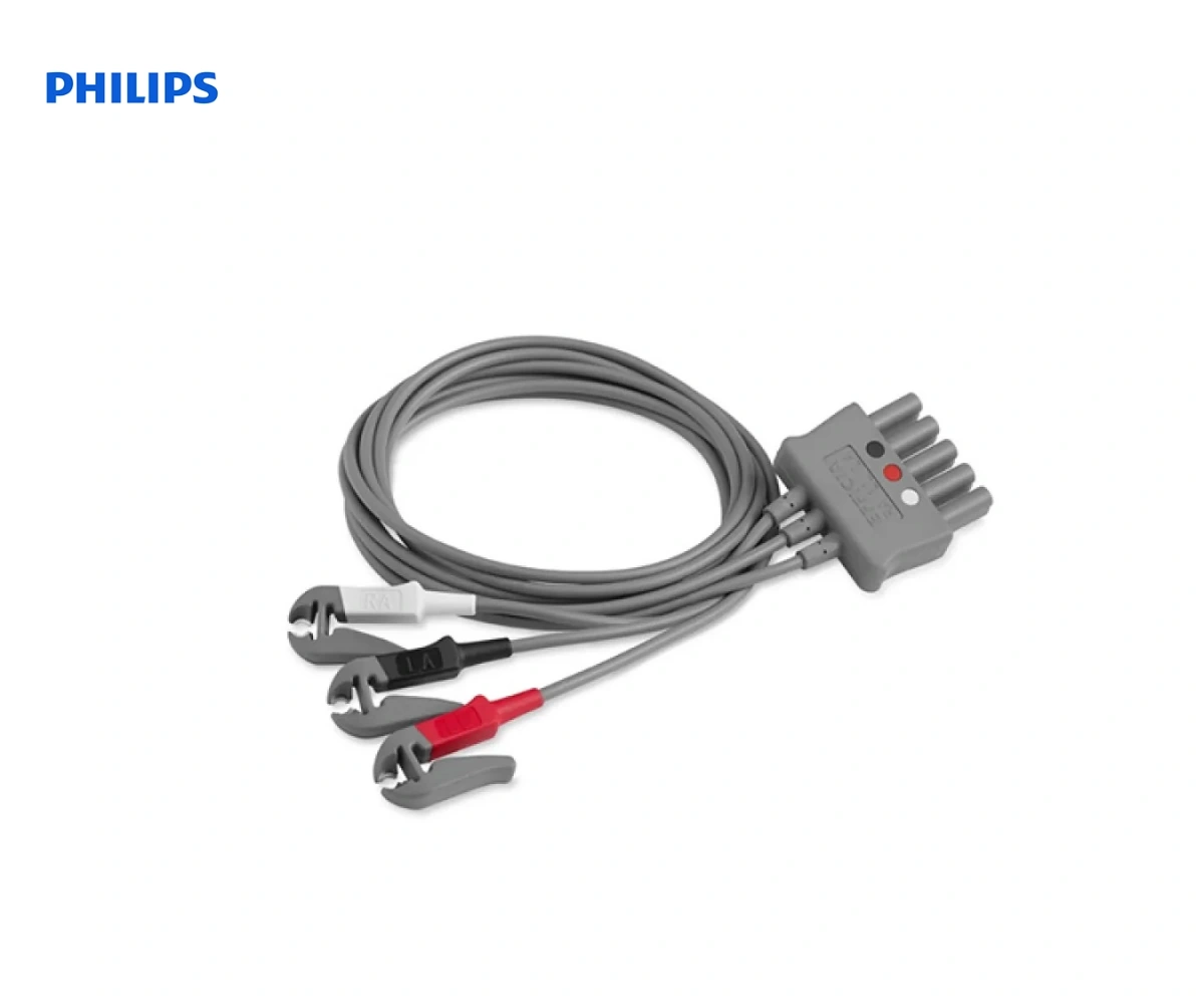Кабель ЭКГ 3 отведения с зажимами PHILIPS 989803160641 для EFFICIA DFM100